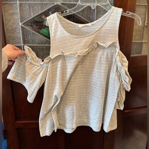 Lush Brand Striped Cold Shoulder Top